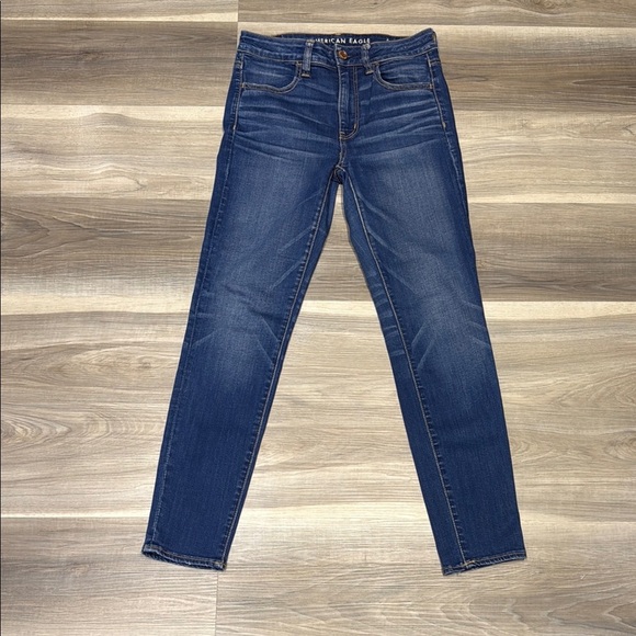 🏴 American Eagle Outfitters Blue high rise jegging crop size 4 - Picture 1 of 12